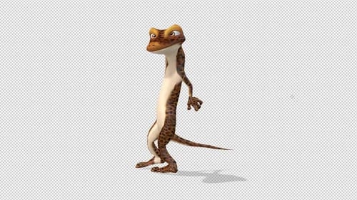 3D Cartoon Lizard Character Doing a Happy Dance Animation