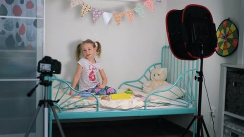 Little Girl Blogger Records New Content for Vlog