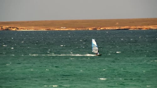Man On Windsurf Board