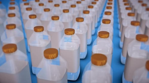 Collection Of Empty Water Bottles Isolated On Blue Background 4k