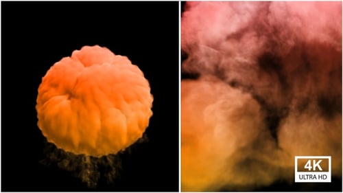 Vibrant Orange Smoke Cloud Bursting Transition Effect