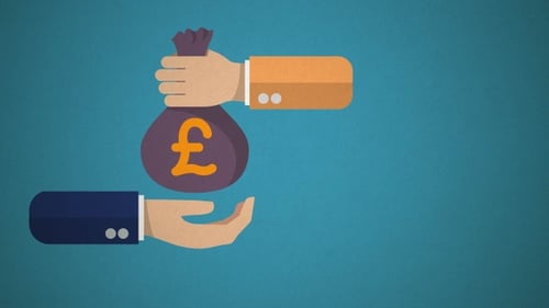 Animated Flat Design Money Exchange with Pound Sterling Symbol