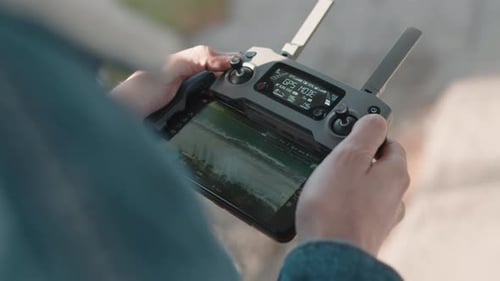 Operating Drone Remote Control Device Outdoors