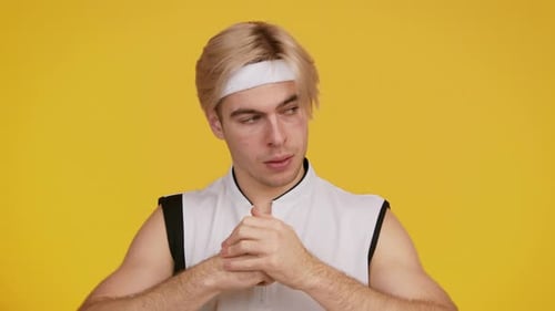 Young Adult with Blond Hair Wearing Headband