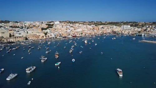 Aerial View of Marsaxlokk Harbour, Malta
