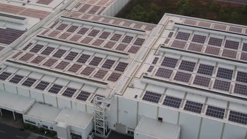 Solar power station on factory rooftop