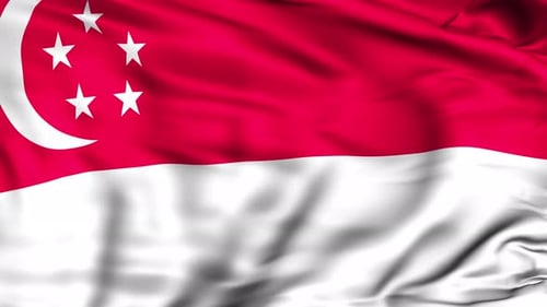 Realistic Waving Flag of Singapore with Fabric Motion