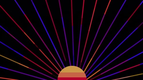 Abstract Radiating Sun with Light Beam Lines Background Loop