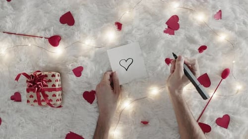 Writing an I Love You Card with Gift