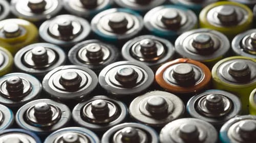 Close Up of Array of Batteries