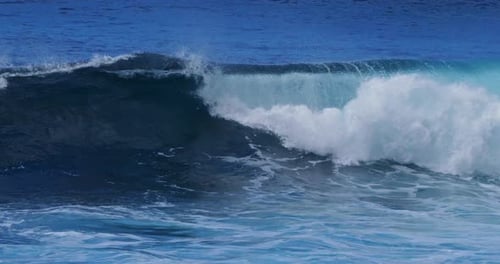Waves in Atlantic Ocean, Porto Moniz, Madeira Island Portugal, Slow Motion 4K