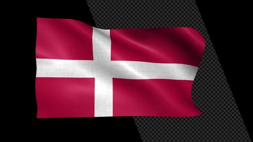 Seamless Loop Waving Flag of Denmark Animation