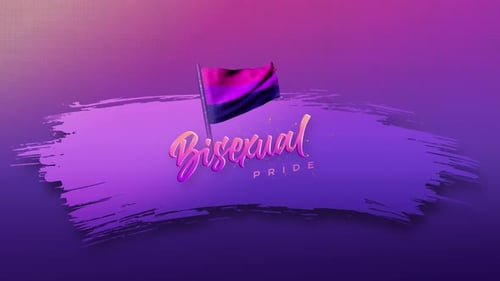 Bisexual Pride Flag and Text Reveal Animation