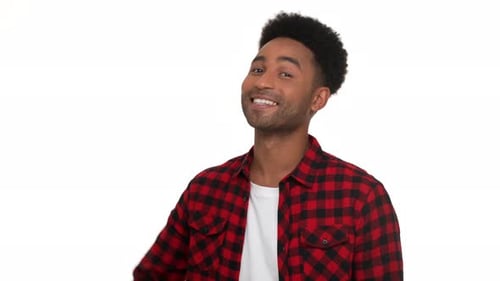 Smiling Man Making OK Sign on White Background