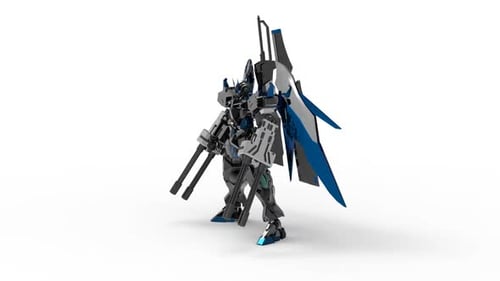 Futuristic Combat Robot Rotating 3D Model Animation