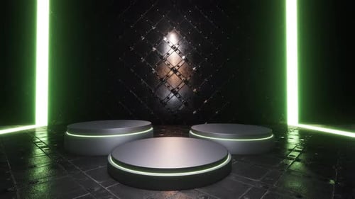Produktpräsentation, Scheinwerferhintergrund mit grünen Neonlichtern
