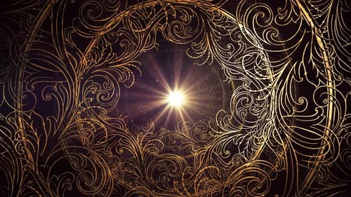 Animated Golden Decorative Flourish Background Reveal