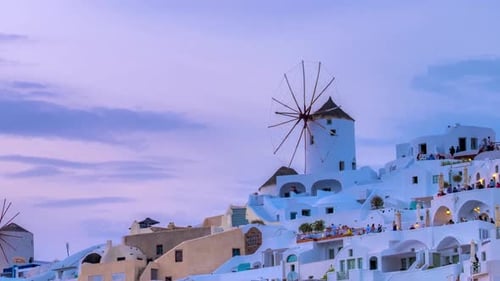 Timelapse del famoso destino turístico griego de Oia, Grecia