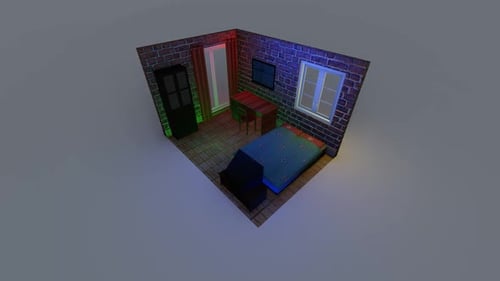 Isometric bedroom interior