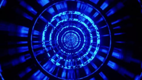 Blue Digital Tunnel Background Vj Loop 01 4K