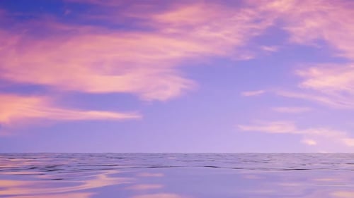 Serene Pink and Purple Sunset Over Calm Water Loop