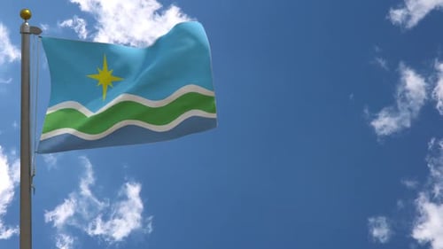 Custom Flag Waving in Blue Sky with Clouds