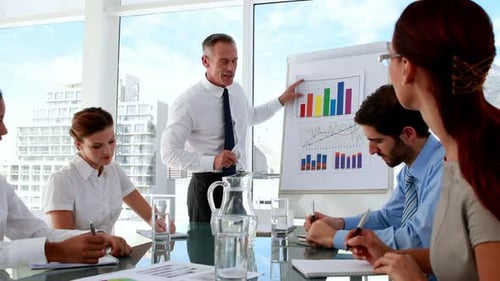 Business Manager Presenting Data To His Staff