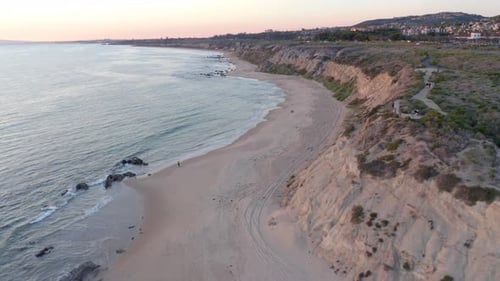 Aerial View of Coastal Beach at Twilight