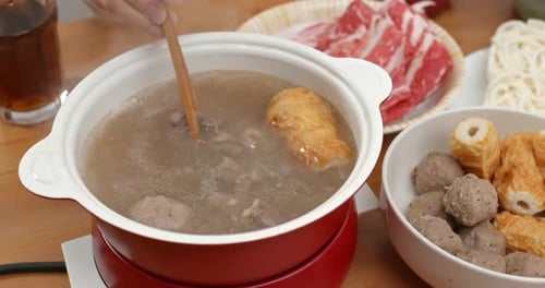 Dinner with hot pot at home