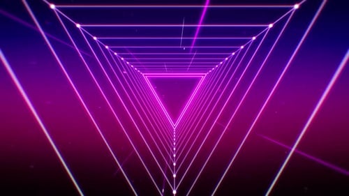 Neon Geometric Triangle Tunnel Moving Background Loop
