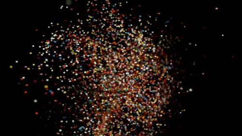 Colorful Sprinkles Exploding on Black Background