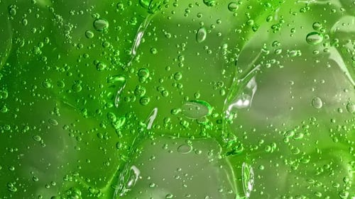 Transparent Green Cosmetic Gel Cream With Molecule Bubbles