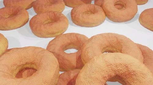 Animated 3D Donuts Falling and Bouncing