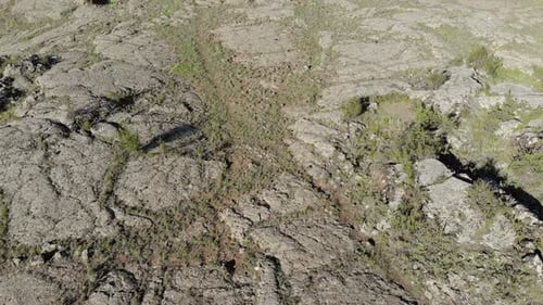 Volcanic Basalt Plateau Formed by Solidifying Lava Rocks
