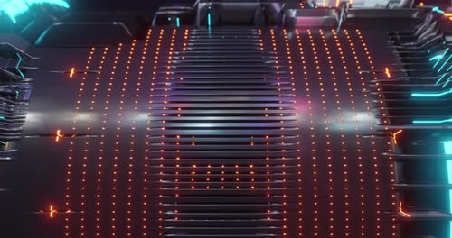 Motion graphic 4K seamless loop of abstract technology, led and particles.