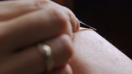 Arm Hair Removal with Tweezers, Close Up