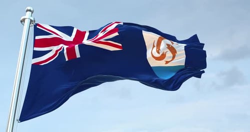 Anguilla Flag Waving in Realistic Slow Motion