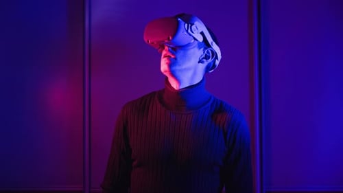 Young Adult Wearing Virtual Reality Headset