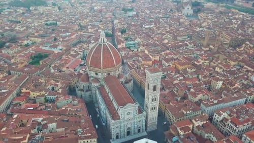 Aerial View on the City and Cathedral of Santa Maria Del Fiore. Florence, Tuscany, Italy