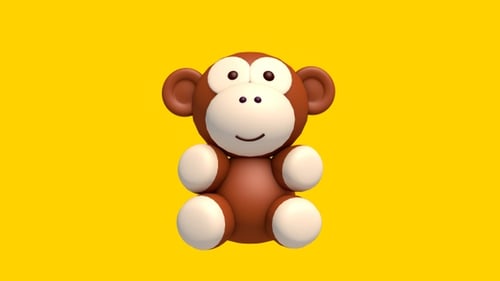 Cute 3D Cartoon Monkey Toy Rotating Animation