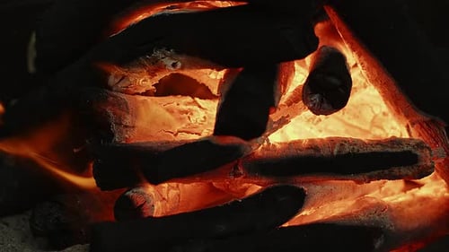 Burning Coals and Hot Embers Close Up