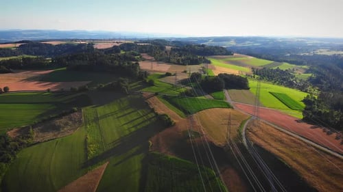 Picturesque Rural Landscape Aerial View in Daytime