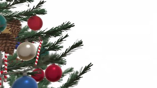 Festive Christmas Tree with Ornaments and Candy Canes