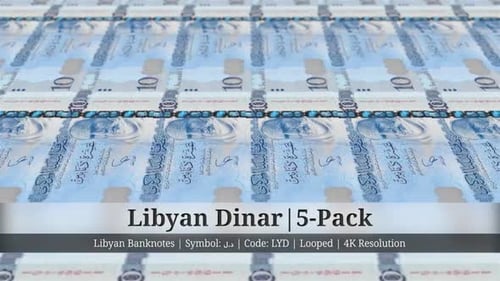 Dinar libyen | Monnaie libyenne - Pack de 5 | Résolution 4K | En boucle
