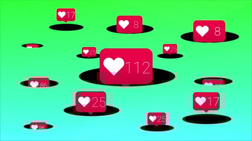Social Media Heart Icons with Counter Pop Up Animation