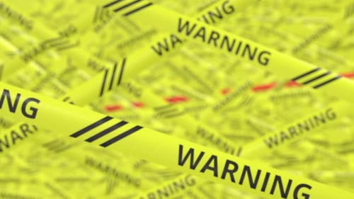Animated 3D Warning Tape with COVID-19 Message