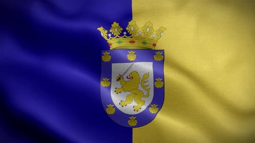 Realistic Waving Flag with Heraldic Royal Coat of Arms