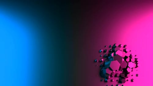 Forma geométrica 3D abstrata de hexágonos grandes e pequenos rastejando sob a superfície do gradiente