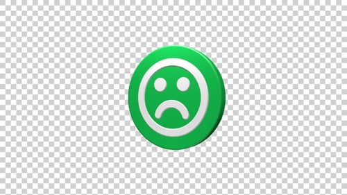 3D Rotating Sad Face Emoji Icon