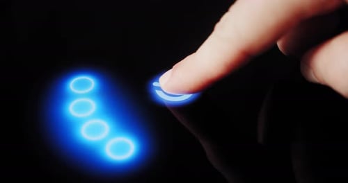 Finger Tapping Futuristic Glowing Blue Interface